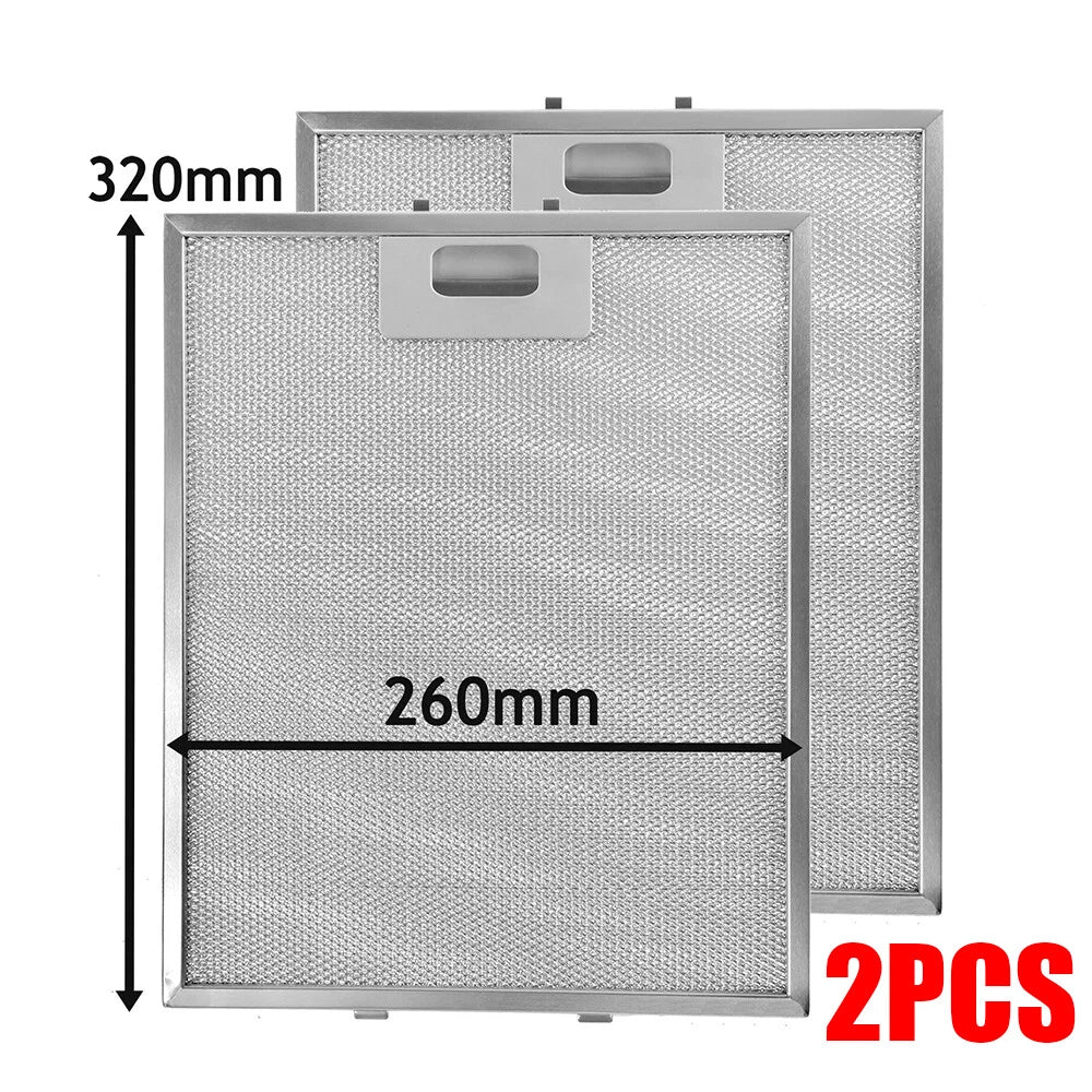 2PCS Cooker Hood Metal Mesh Grease Filter for Kitchen Extractor Fan 320x260 mm