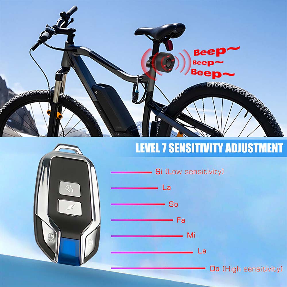 USB Rechargeable Wireless Anti-Theft Motorcycle Bike Security Alarm Remote