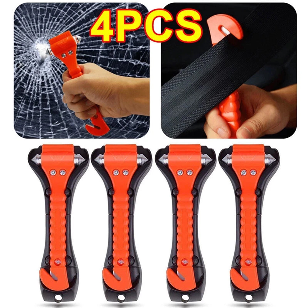4-Pack Emergency Hammer – Car Window Breaker & Seatbelt Cutter Escape Tool