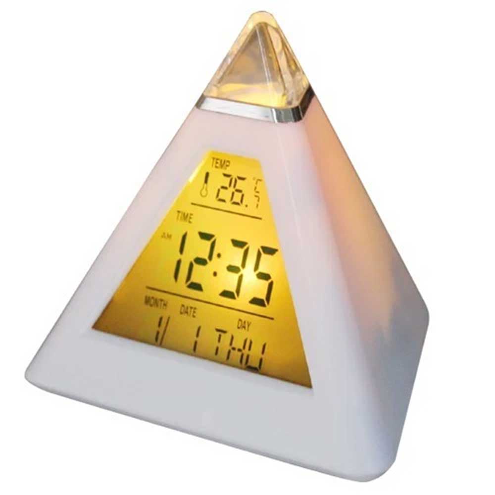 Pyramid LED Color Changing Alarm Clock Triangle Colorful Alarm Clock Gift