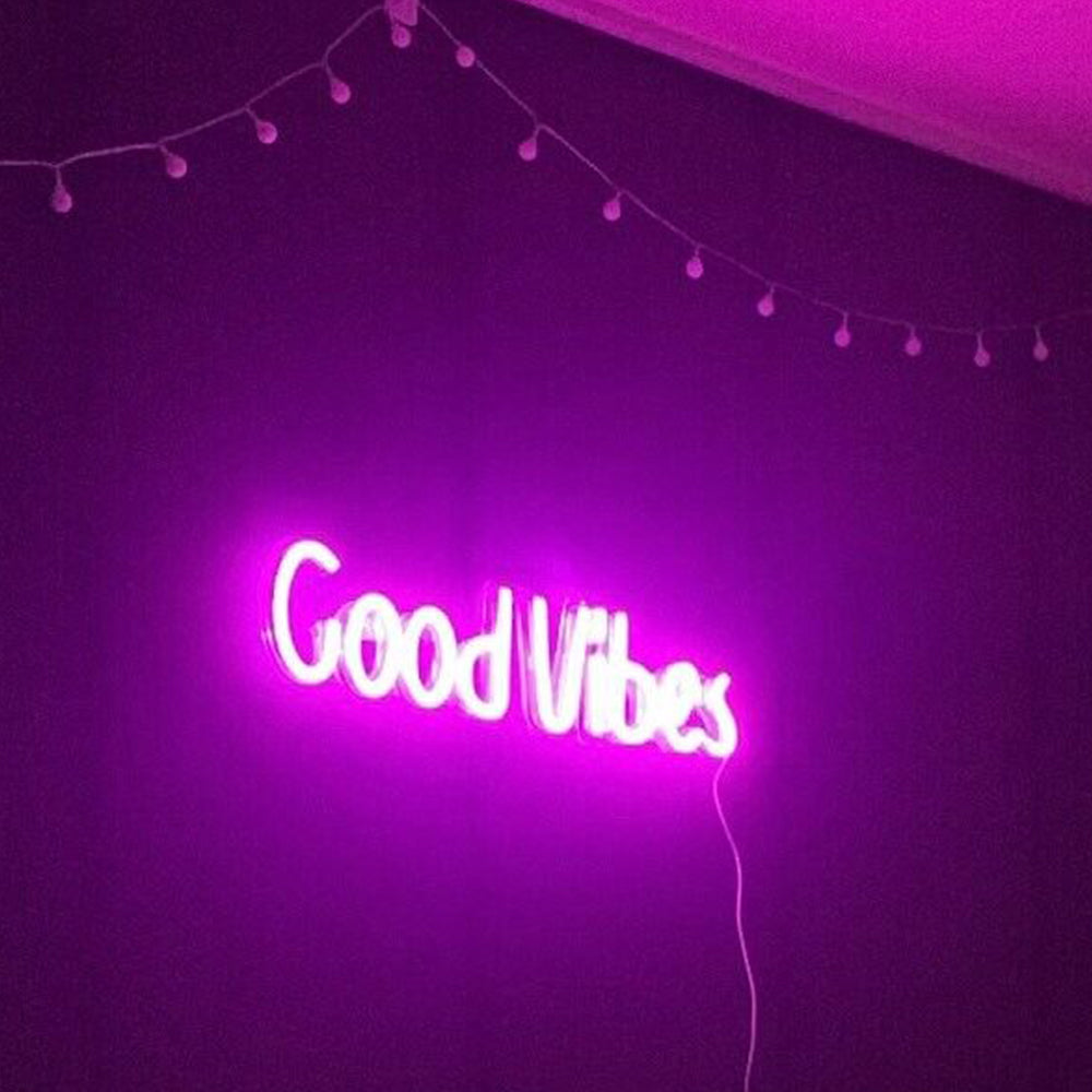 Good Vibes Neon Signs Neon Light for Décor Pink Light Bedroom Beer Bar Pub Hotel