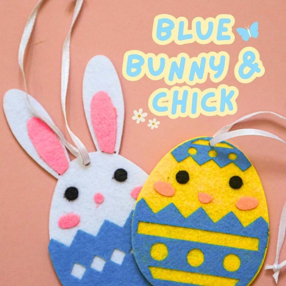 24PCS Hanging Easter Felt Eggs Decorations - Chicks & Bunnies for Home Festive Display