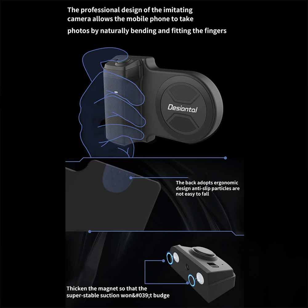 360° Magnetic Phone Grip – Universal Selfie Remote Camera Holder Bracket