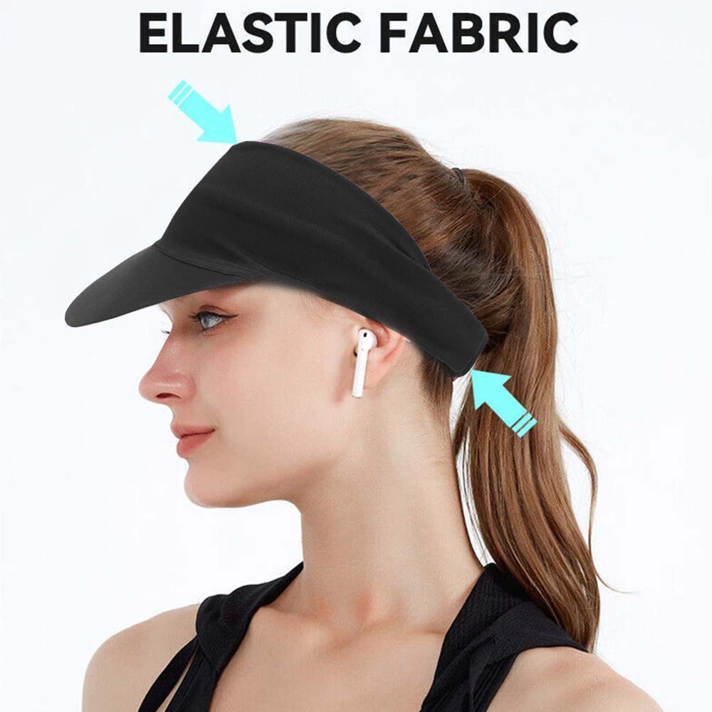 Sun Visor Elastic Sports Hat – Tennis & Golf Headband Cap for Women, Black