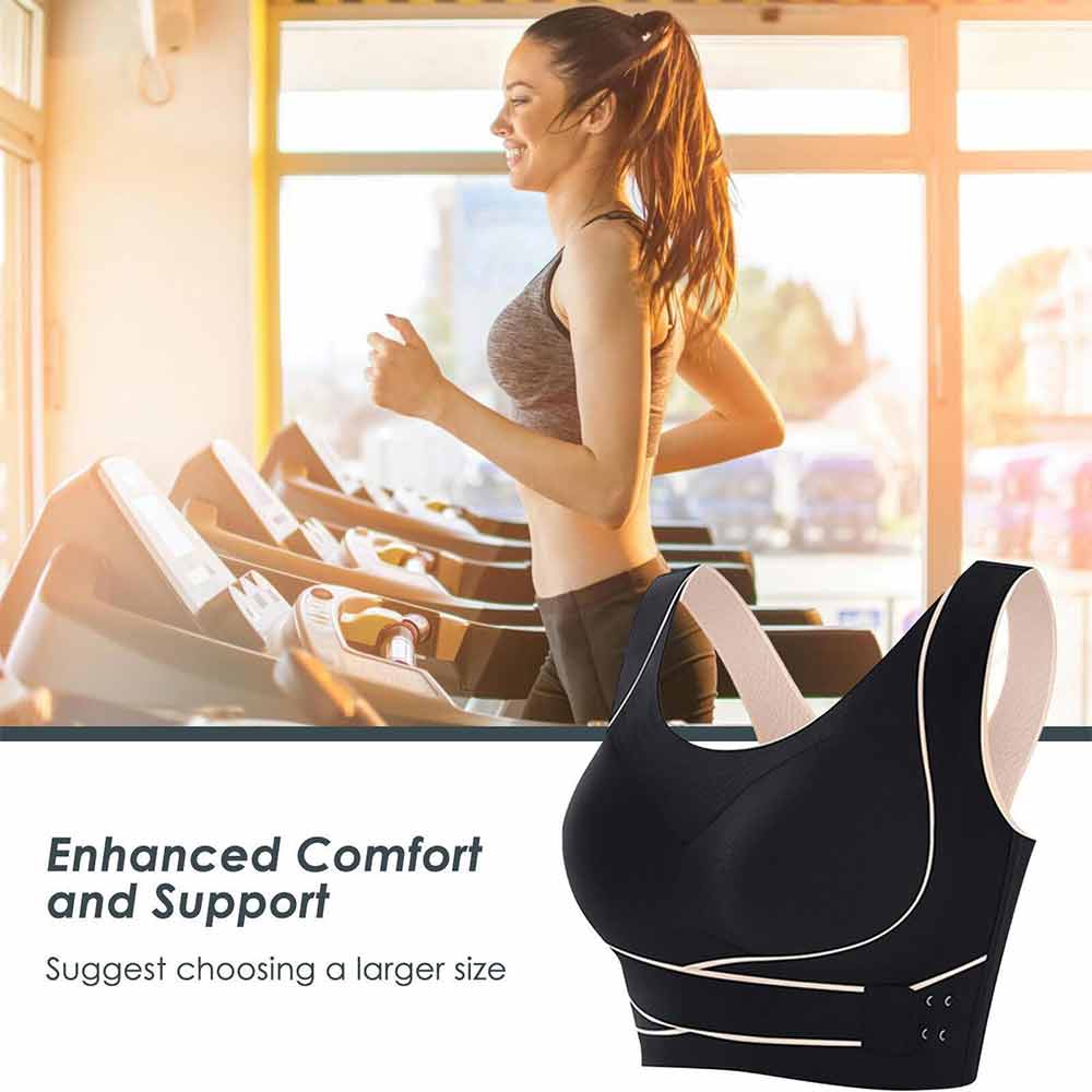Women Comfy Corset Bra Sport Front Cross Seamless Smooth Liner Side Buckle Bra