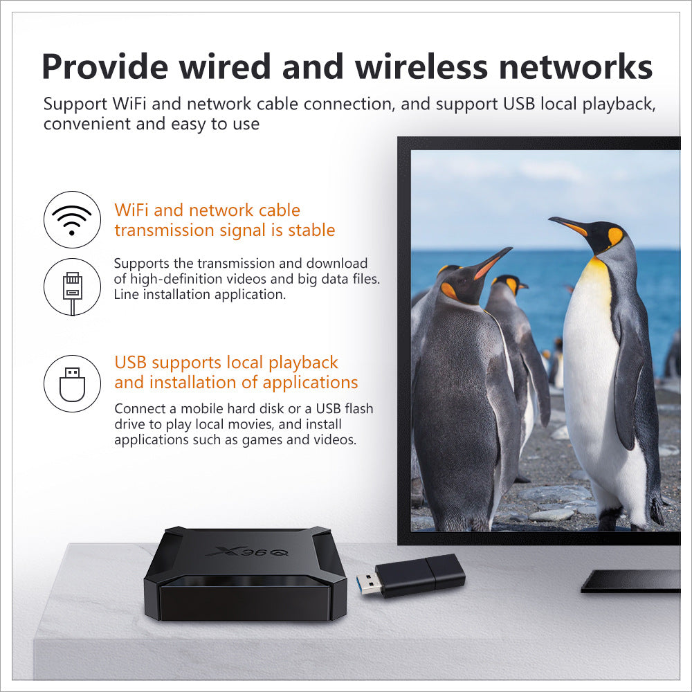 X96Q Android TV Box - Allwinner H313, 4K HD Streaming, Android 10 System