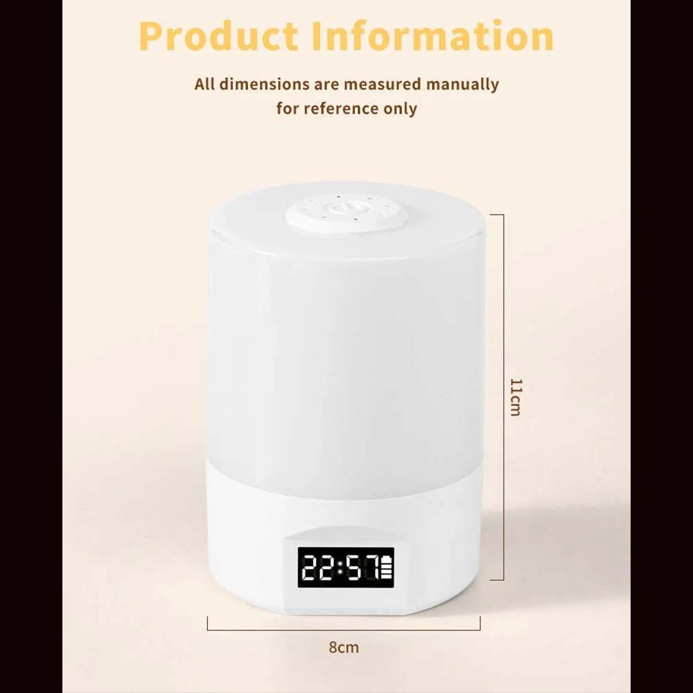 Touch Control LED Night Light with Digital Clock - Bedside Bedroom Lamp, Adjustable
