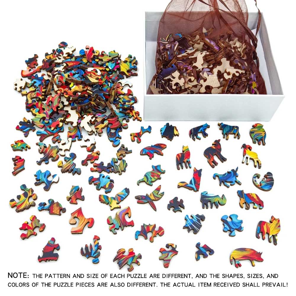 Cozy Fox Family Wooden Jigsaw Puzzle – Creative Animal-Shaped Puzzle Gift for All Ages