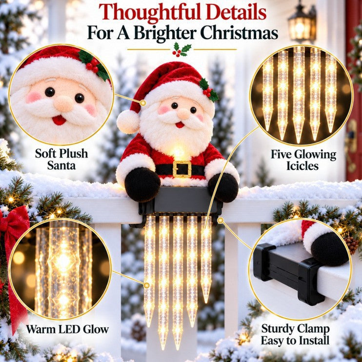 5 LED Solar Santa Icicle Light – IP65 Outdoor Christmas Fence Decoration