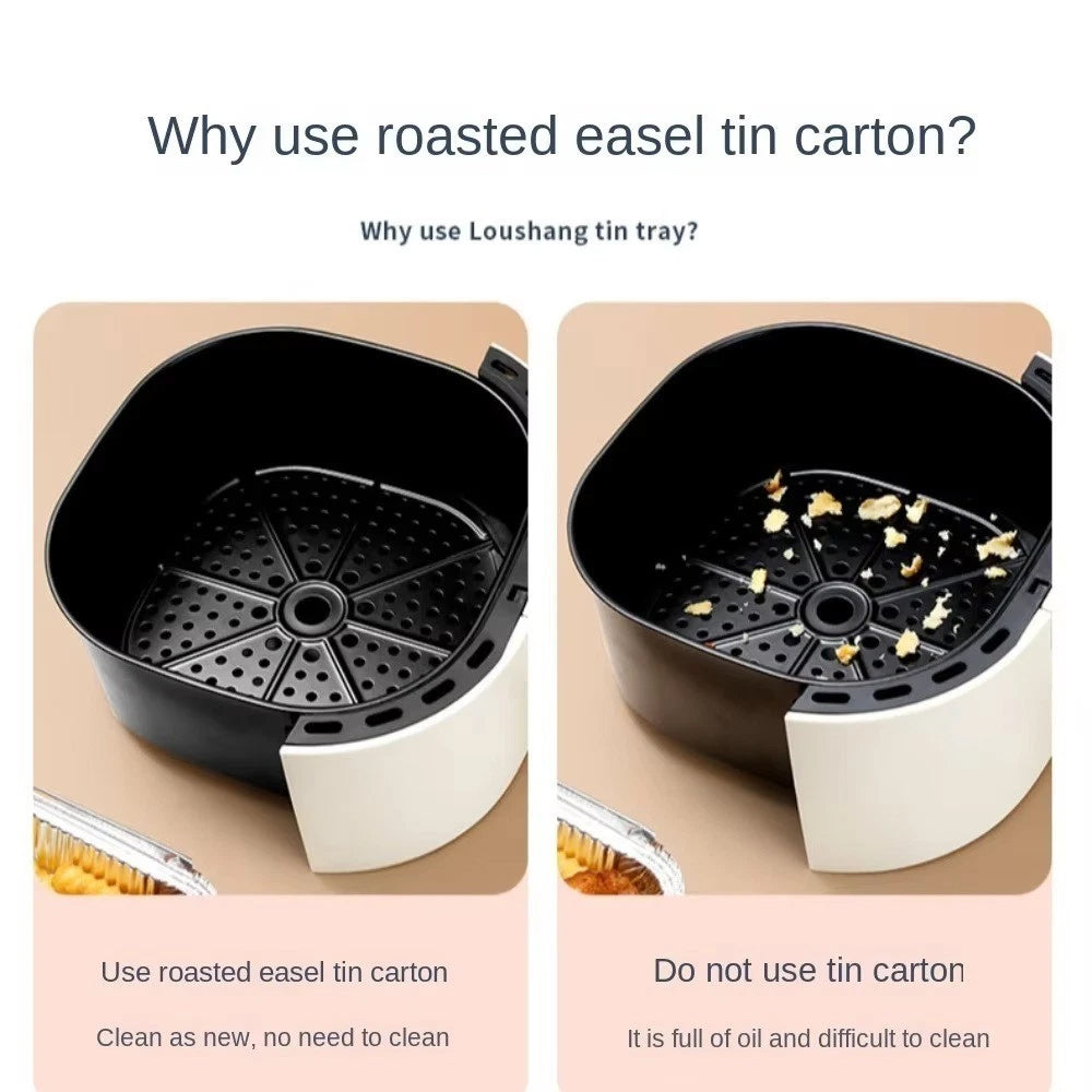 30pcs 8/9 Inch Air Fryer Aluminum Foil Pans - Oil-Proof Baking Trays for Roasting & Cooking