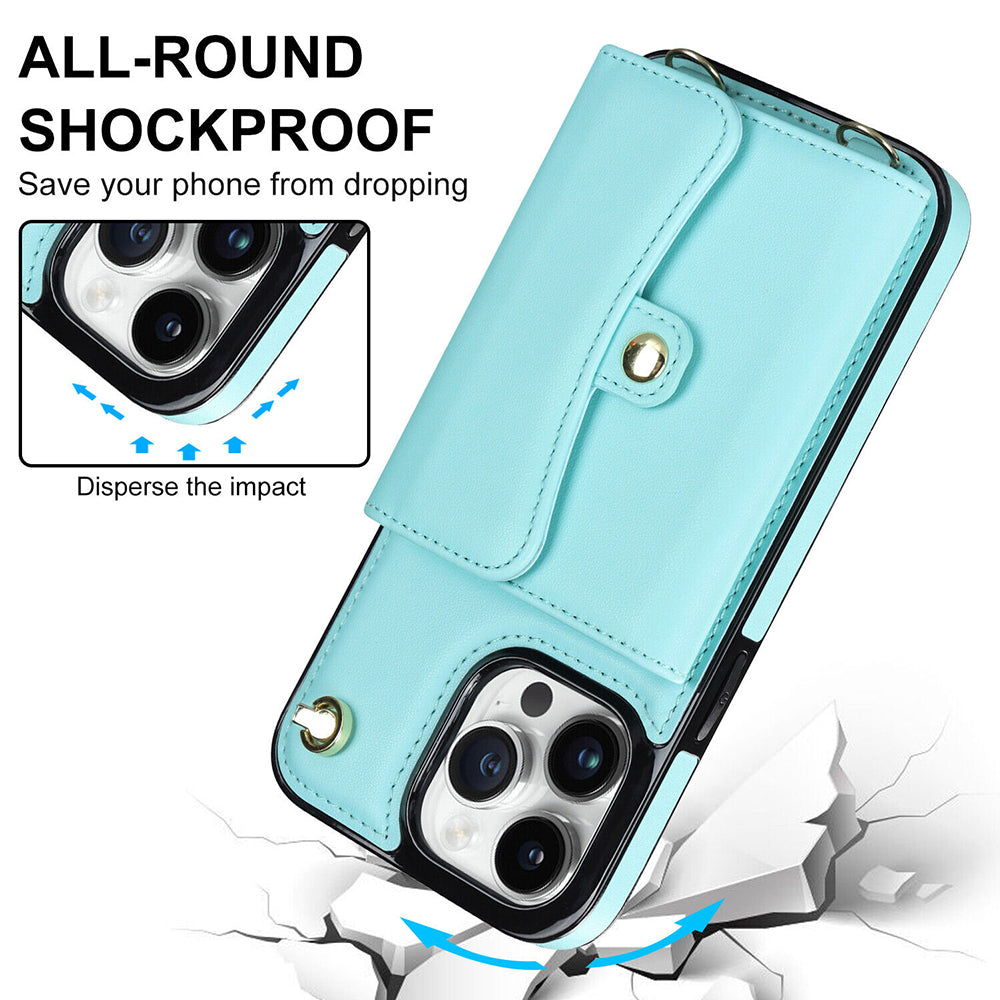 For iPhone 14 Pro Max Plus Case Leather Wallet Cover Card holders Coins Storage