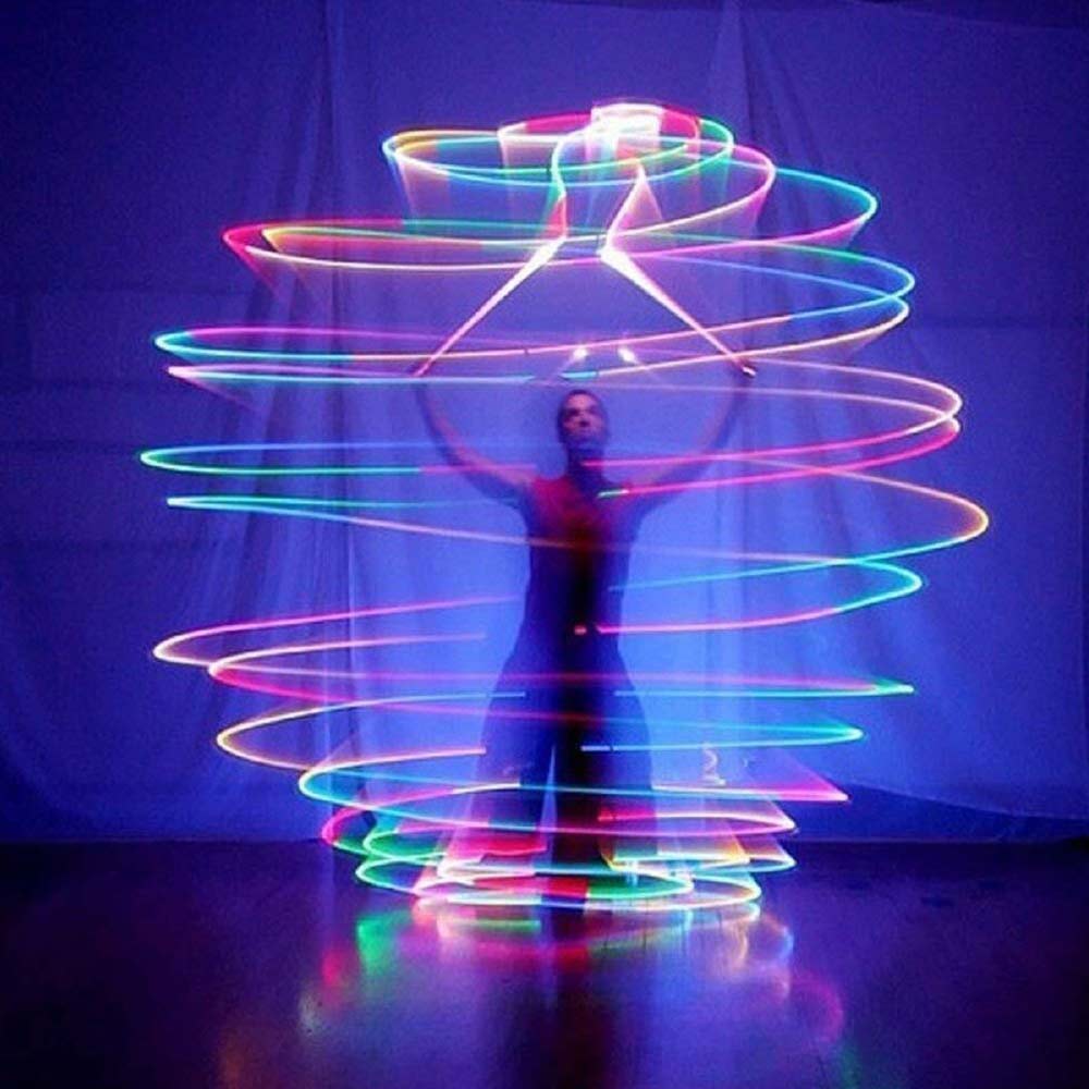 2X Battery-Operated LED Poi Balls Multi Coloured Light up Ball Belly Dance Party