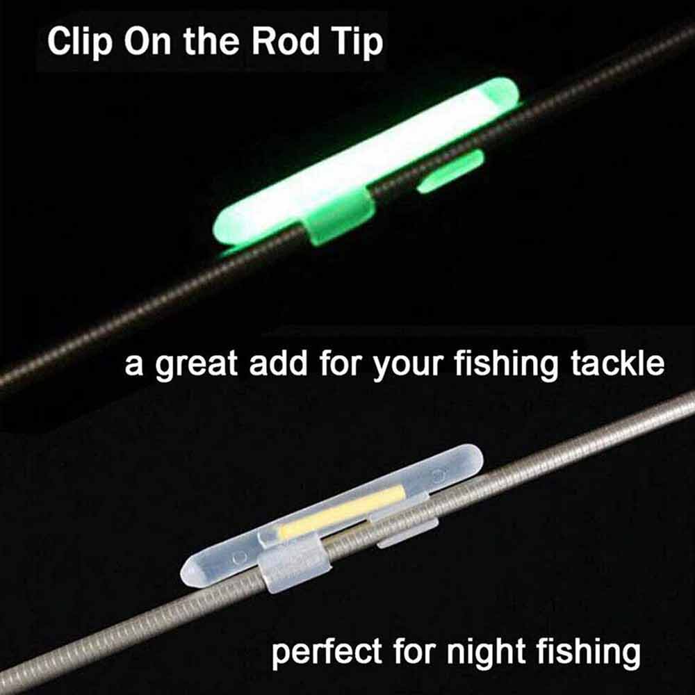 50PCS Fishing Glow Light Sticks Luminous Clip on Bend Fluorescent Rod Tackle