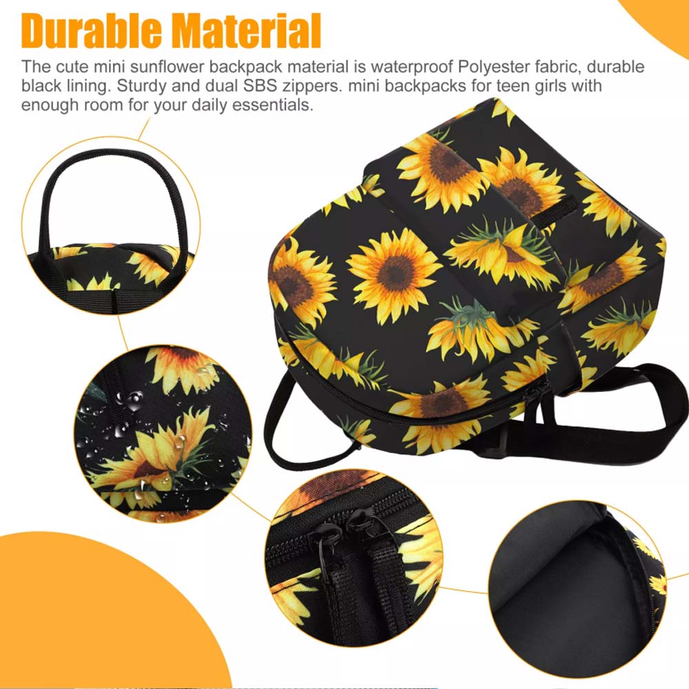 Mini Sunflower Backpack – Women's Purse, Shoulder Rucksack, Handbag & Travel Pouch