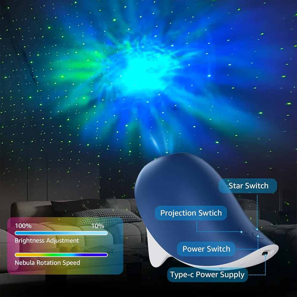 Galaxy Projector Night Light – Blue Whale LED Star Lamp for Bedroom Ambience