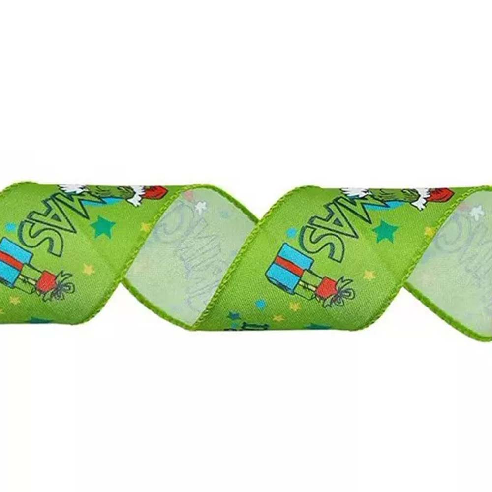 4X 6Yard/Roll Christmas Grinch Green Craft Ribbon Decoration Wrapping Ribbon