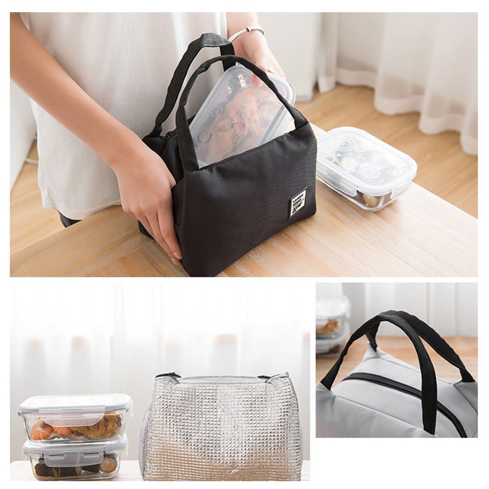 Oxford Cloth Zipper Handbags Food Storage Lunch Box Picnic Pouch Lunch Bag