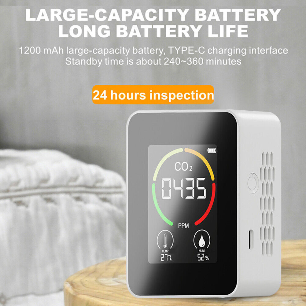 CO2 Meter Temperature Humidity Air Quality Monitor Carbon Dioxide Detector