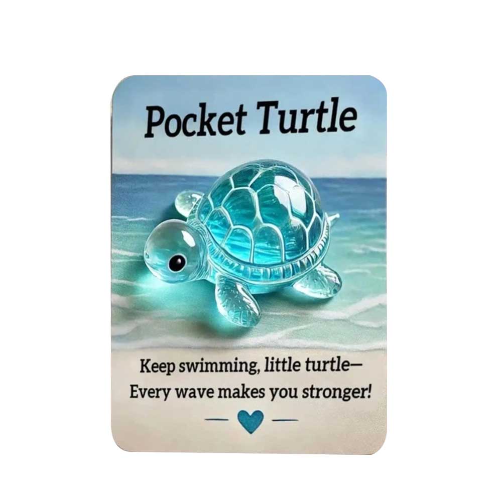 Pocket Turtle Penguin Crystal Pocket Hug Card - Heartwarming Keepsake Gift for Friends & Loved Ones