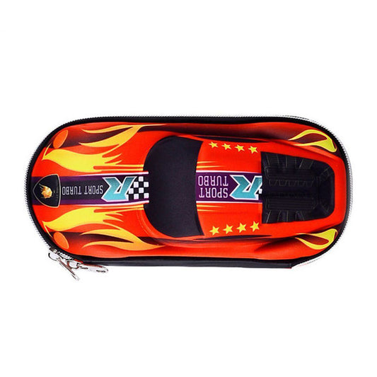 Cartoon Racing Car Pencil Box Holder with Hidden Storage Pockets Gift