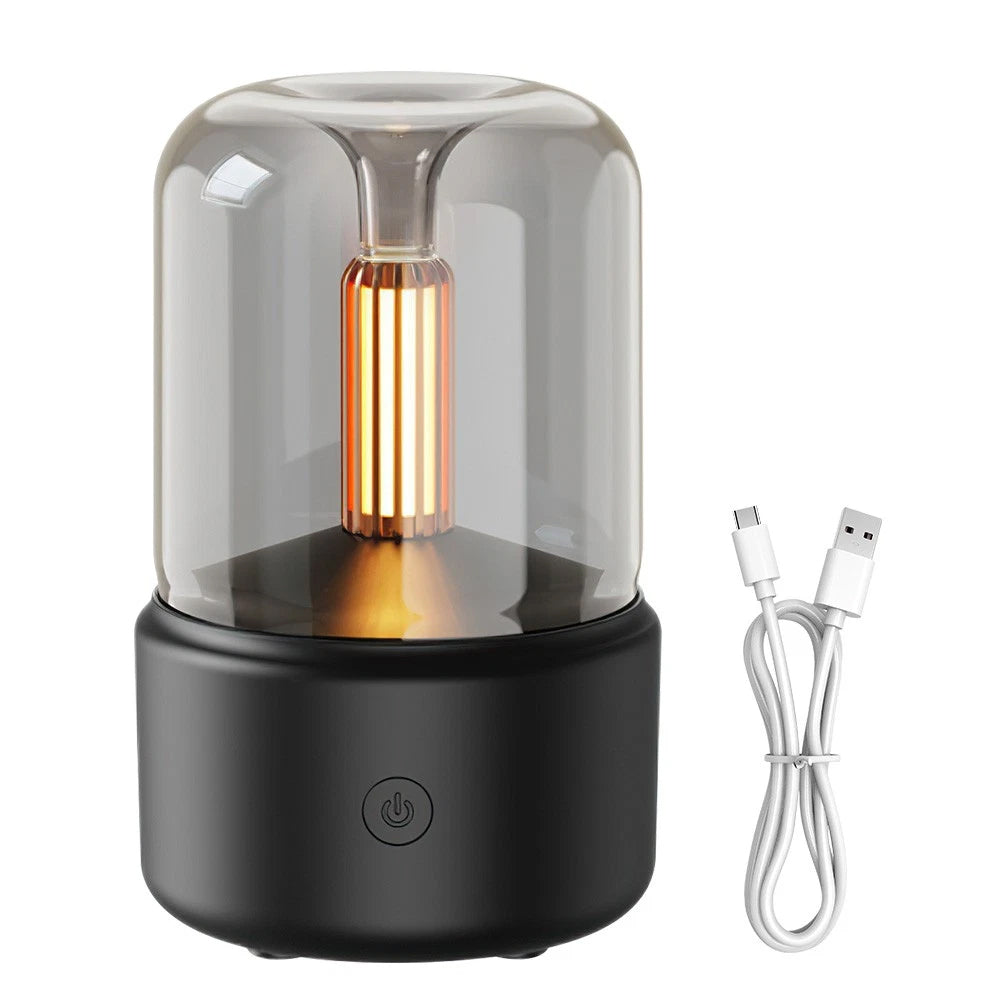 Black Vintage USB Candlelight Aroma Diffuser - 120ml Essential Oil Humidifier