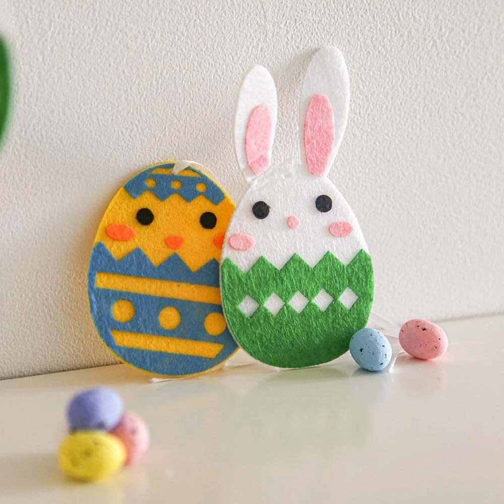24PCS Hanging Easter Felt Eggs Decorations - Chicks & Bunnies for Home Festive Display
