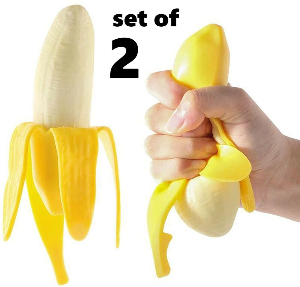 2-Pack Peeled Banana Squishy – Stress Relief Toy, Slow Rising Simulation Play