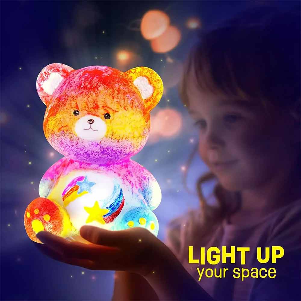 Arts & Crafts Bear Lamp Kit – Paint Your Own Lamp with 12 Paints & Brushes