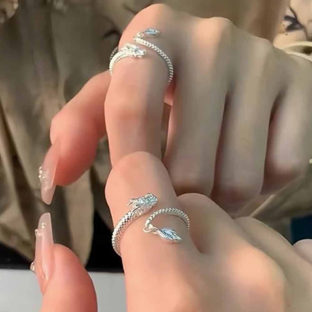 Adjustable Wrap Dragon Rings Dragon's Tail Qiankun Lucky Ring, Dragon Tail Wrap