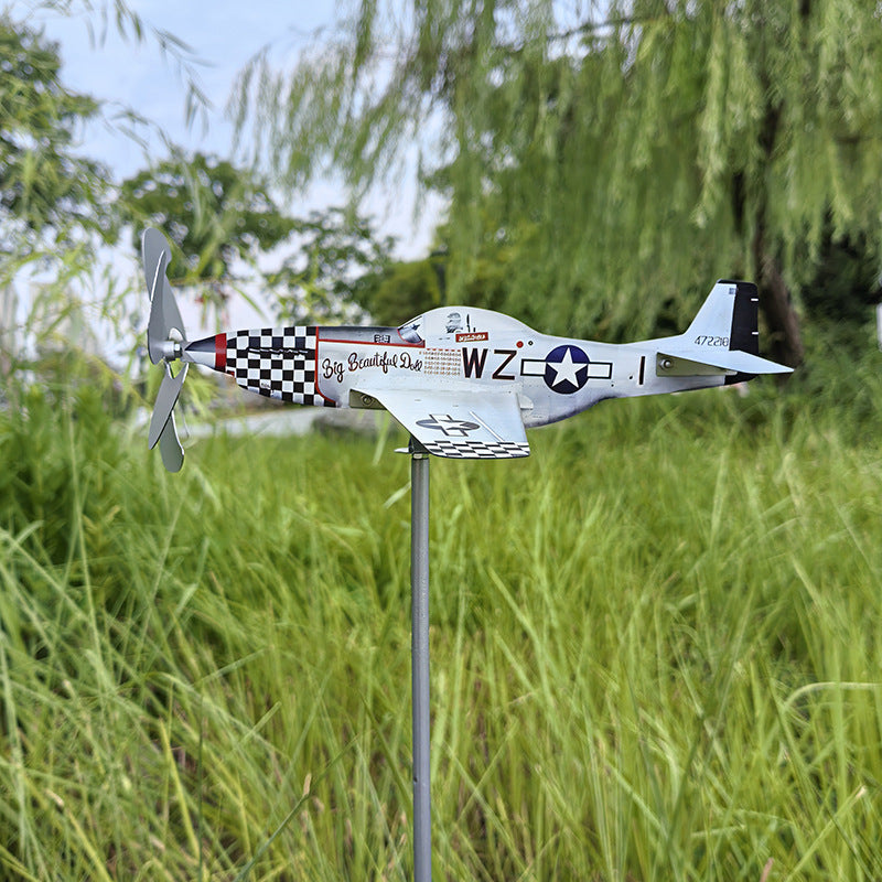 Compass Weather Vane & Garden Decoration – Airplane Wind Spinner, Aircraft Windmill