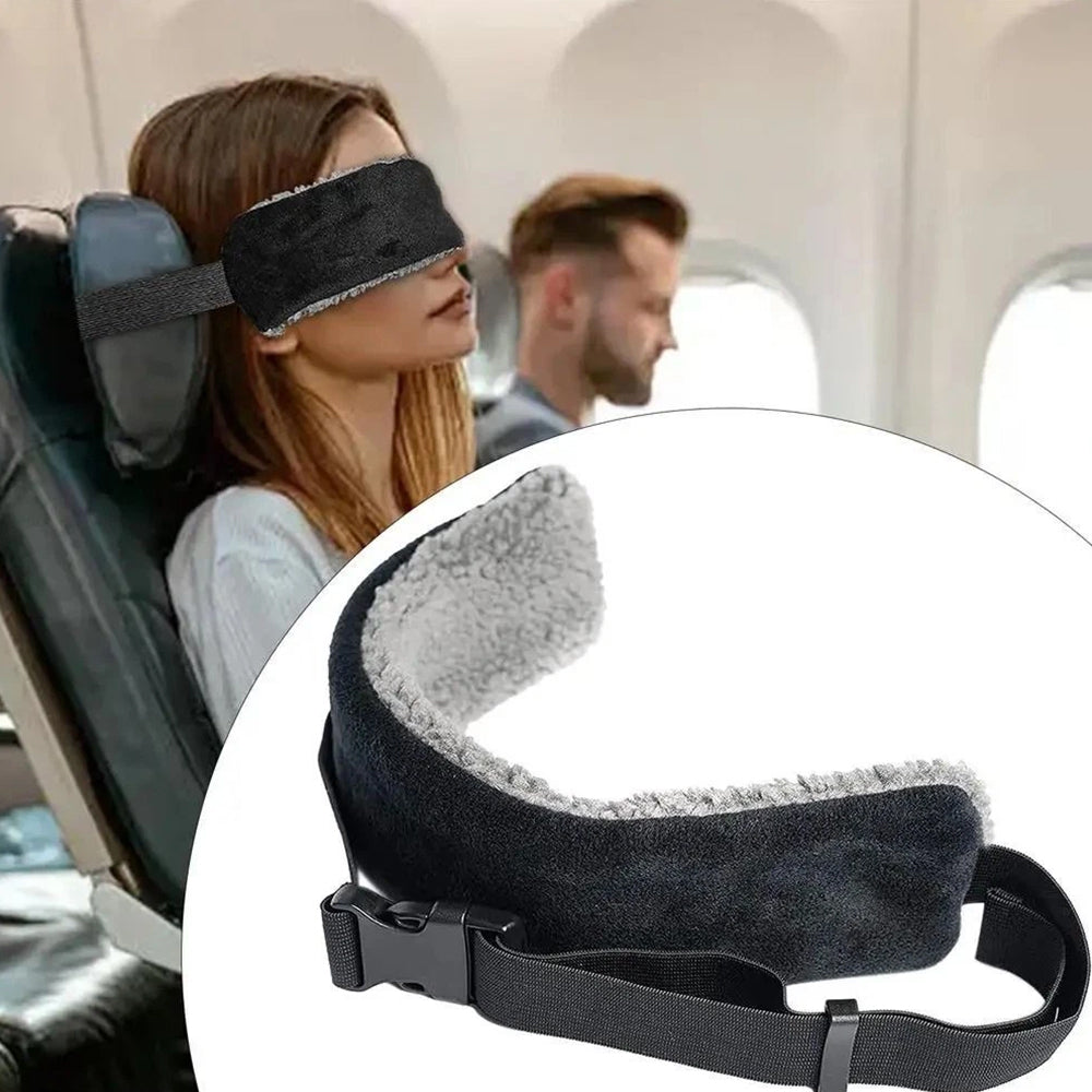 Neck Support Travel Pillow – Adjustable Head Strap for Airplane, Portable