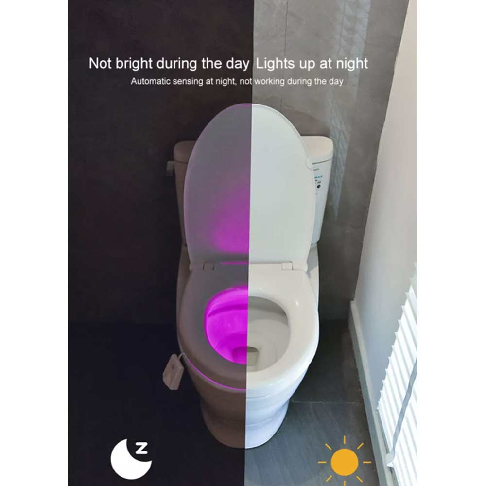 Toilet Bowl LED Night Light Motion Activated Seat Sensor Bathroom Lamp Light Rechargeable