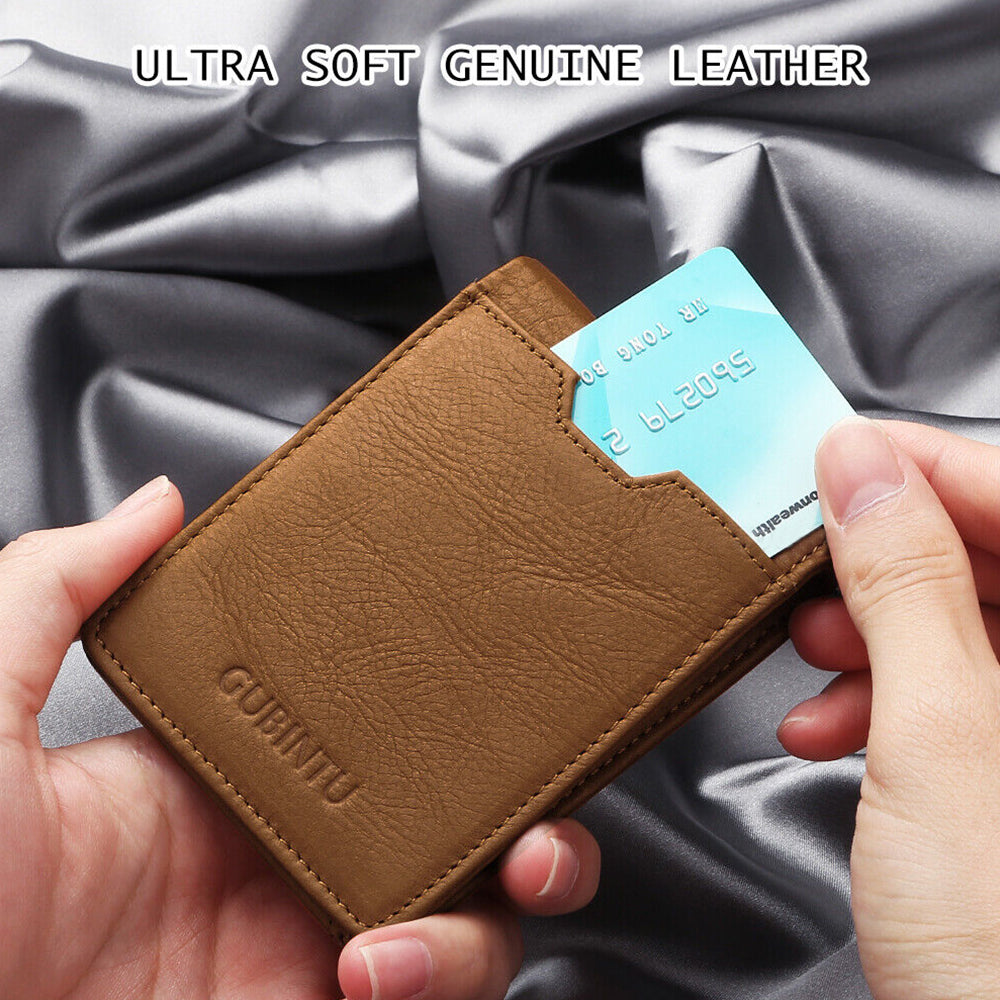 RFID BLOCKING LEATHER WALLET CREDIT CARD HOLDER SLIM MEN'S MONEY CASH CLIP PURSE