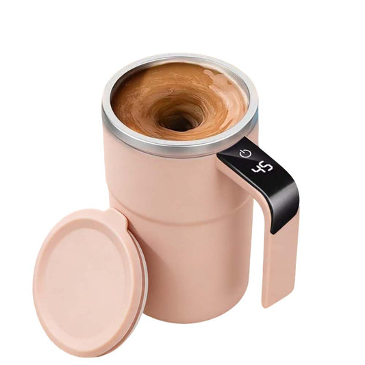 Pink Self-Stirring Coffee Mug for Women Rechargeable Electric Mixing Cup Automatic Magnetic Blender