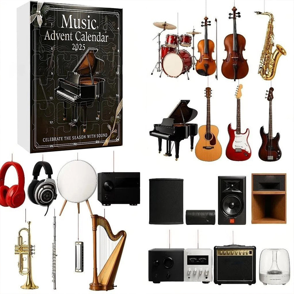 2025 Musical Advent Calendar 2D Acrylic Xmas Tree Ornaments | 24-Day Christmas Countdown Gift for Music Lovers