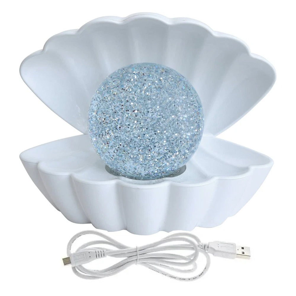 White Glitter Ball Lamp – 7-Colour LED Seashell Clam Mood Light