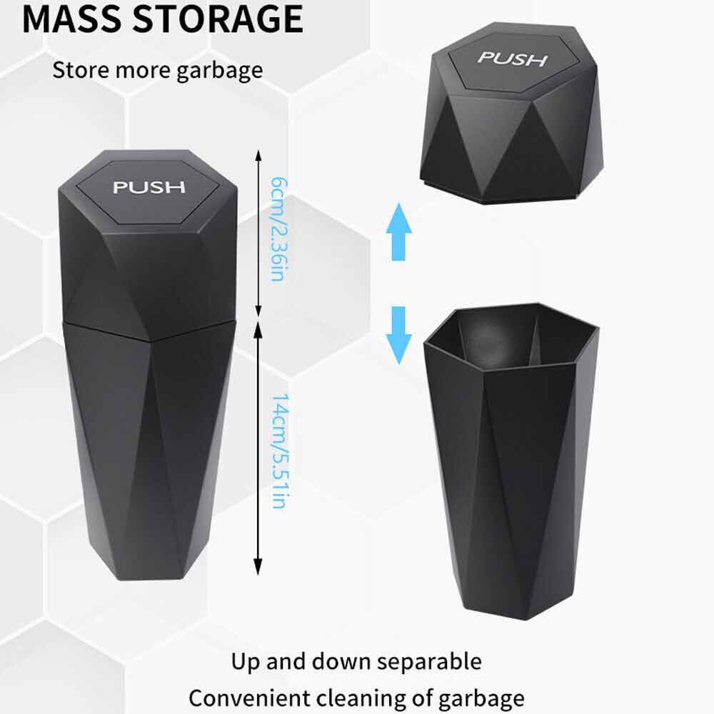 Mini Car Trash Can Bin Push with Lid Car Portable Garbage Can Car Accessories