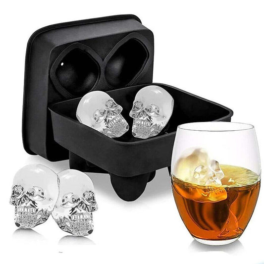 Skull Shape 3D Ice Cube Mold - Silicone Tray for Jelly, Chocolate, Party Drinks