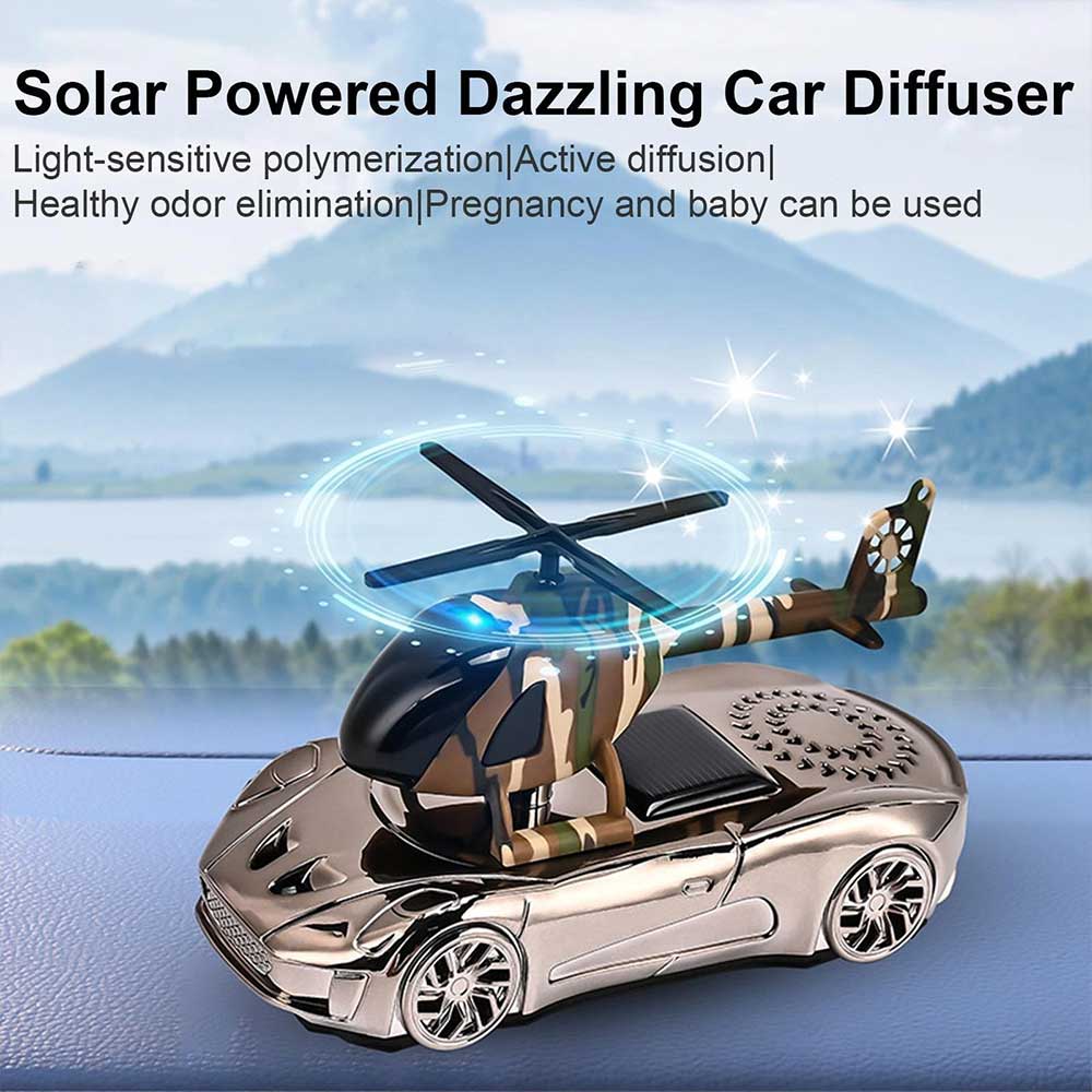 Solar-Powered Car Perfume Diffuser - Rotating Helicopter Air Freshener