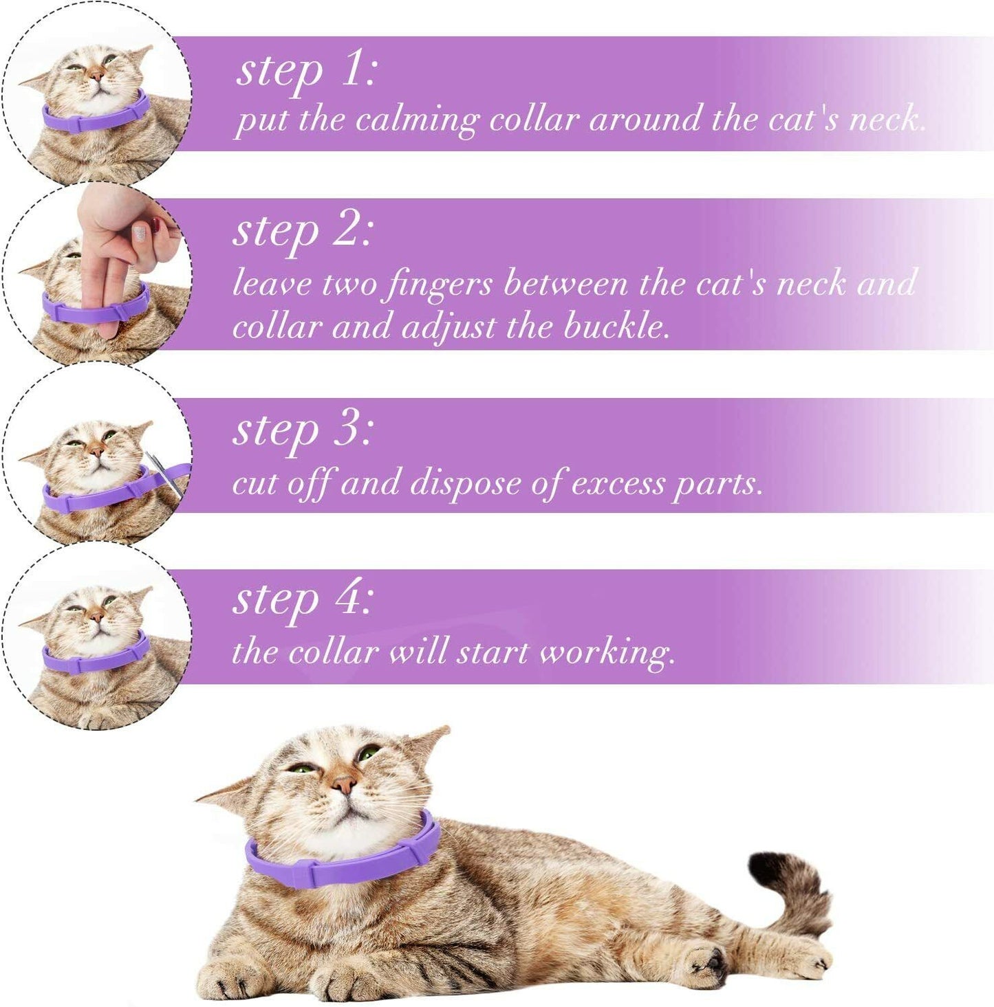 3 Pack Calming Collar for Cats, Cat Calming Collars, Natural Lavender Pheromone