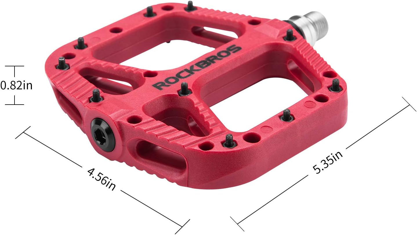 ROCKBROS Bike Pedals Nylon Composite Bearing 9/16" MTB Wide Flat Platform