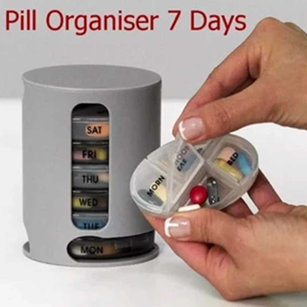 7-Day Pill Organizer with 28 Compartments, Weekly Daily Medicine Reminder Box for Pill/Vitamin/Tablet Storage