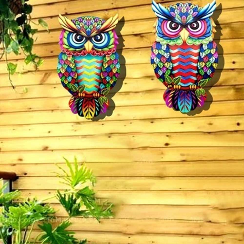 4PCS Metal Owl Garden Decoration – Home Fence Ornament Wall Hanging Art