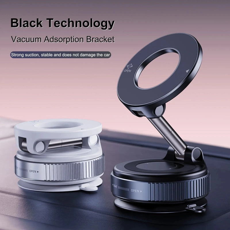 Magnetic Vacuum Suction Car Phone Holder – 360° Rotation, Dashboard & Windshield Mount with Strong Magnetic Grip