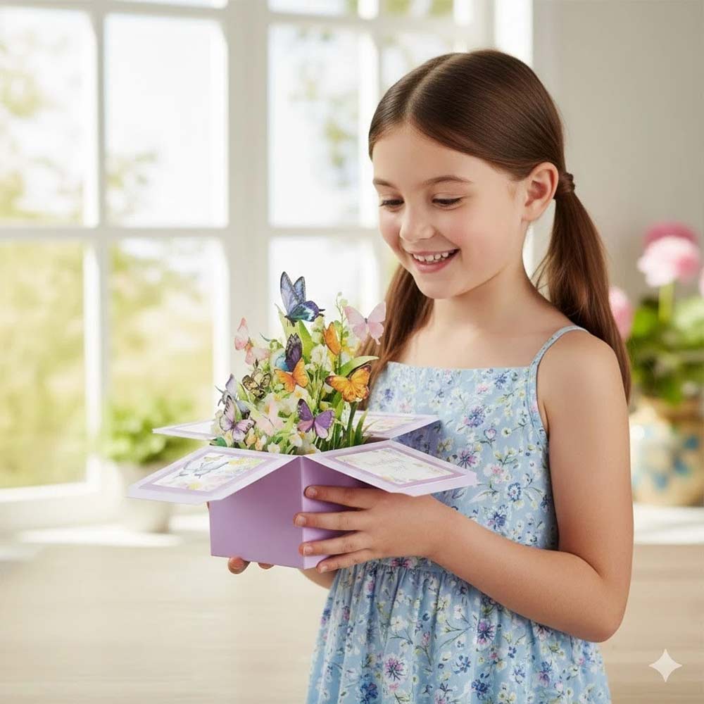 3D Pop-Up Birthday Card – Luxury Butterfly Floral Surprise for Mum, Daughter, Wife, Niece