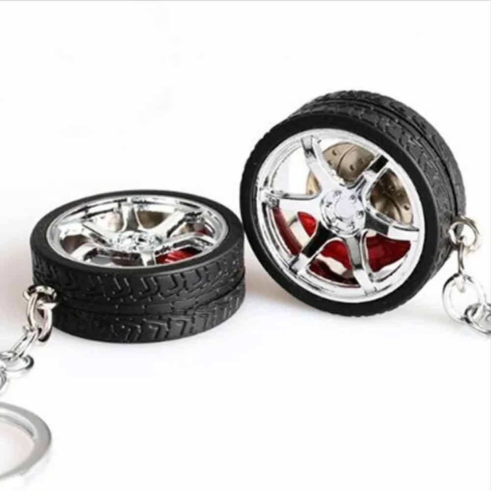 Simulation Tire Car Wheel Keychain Chain Brake Discs Key Ring RIM Wheel Keyring