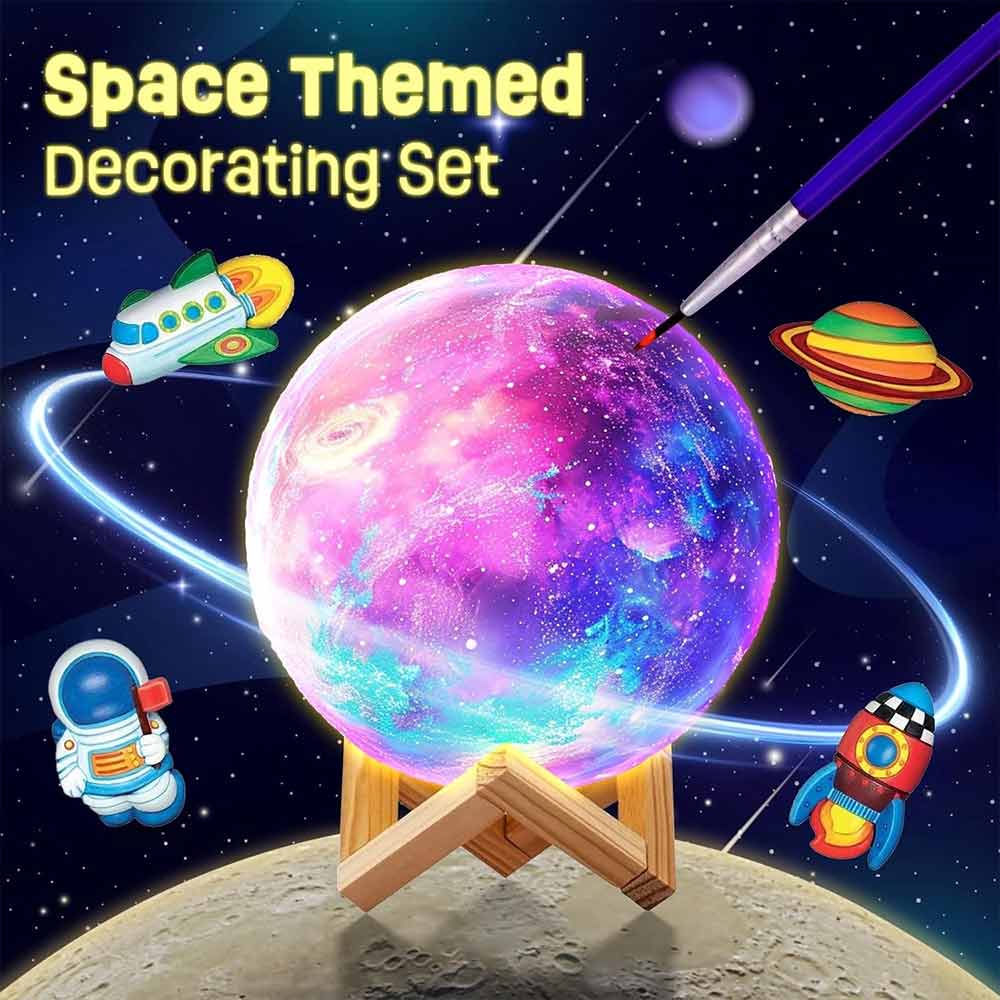 DIY 3D Moon Lamp Kit – Paint Your Own, Creative Craft Gift for Ages 3-12
