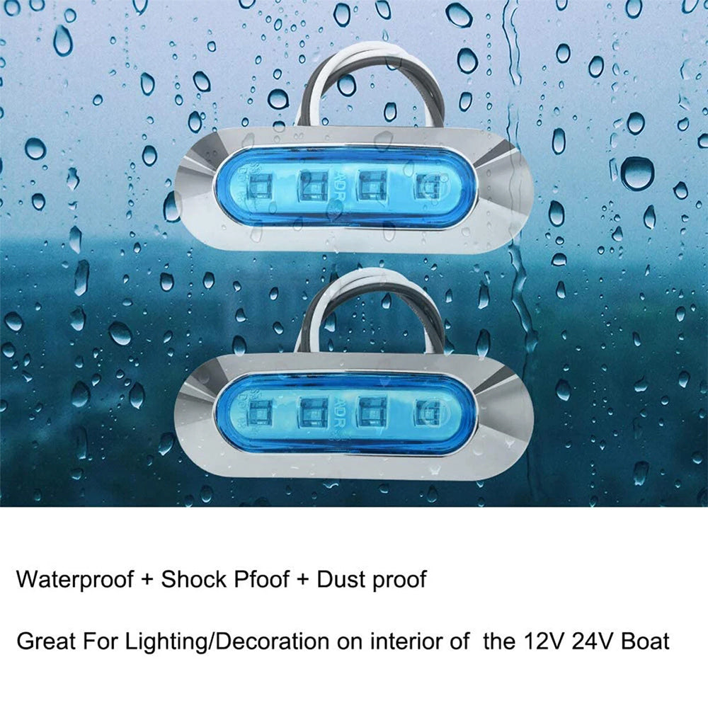 4x Marine Boat LED Courtesy Lights Cabin Deck Walkway Stair Light Blue 12V -24V
