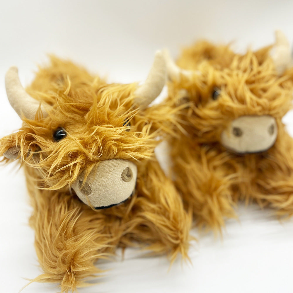 Highland Cow Slippers for Women - Novelty Fluffy Plush Warm Animal Slippers