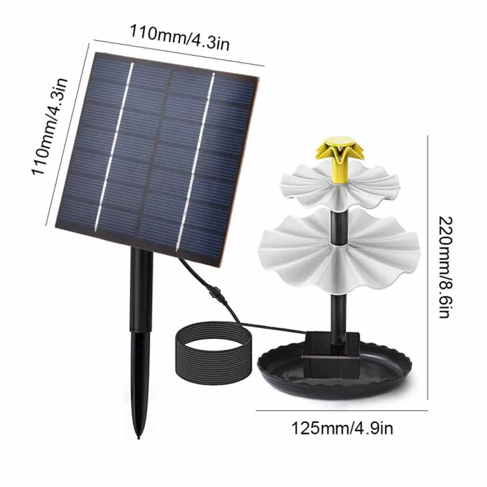 3 Tiered Bird Bath Pump with Solar Panel Solar Water Fountain for Bird Bath Garden Outdoor Indoor Pond Decor